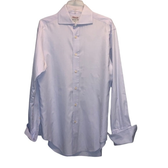 TM Lewin Blue French Cuff Button Down Shirt Size 15/33 Luxury Slim Fit - Picture 1 of 3